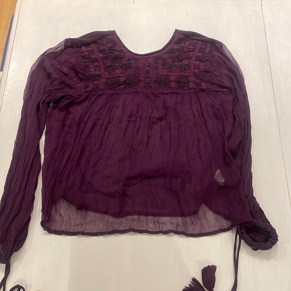 Free People, See through purple blouse, Size S